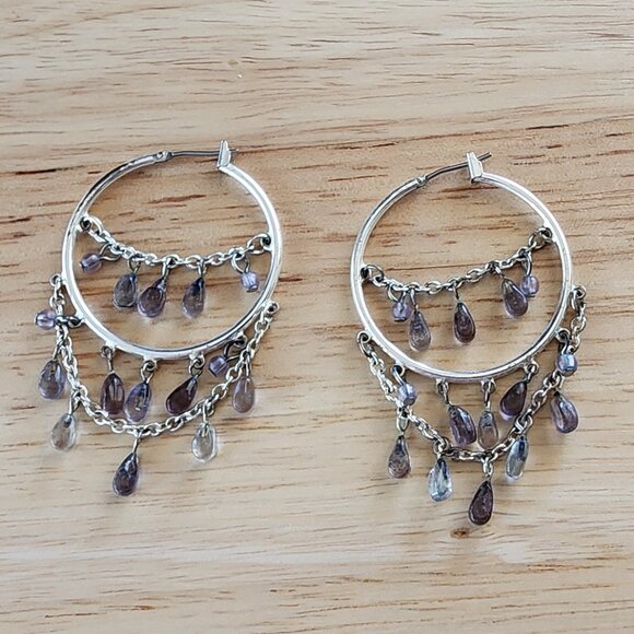Etsy Vintage Silver Tone/Purple Chandelier Earrings - Picture 4 of 12
